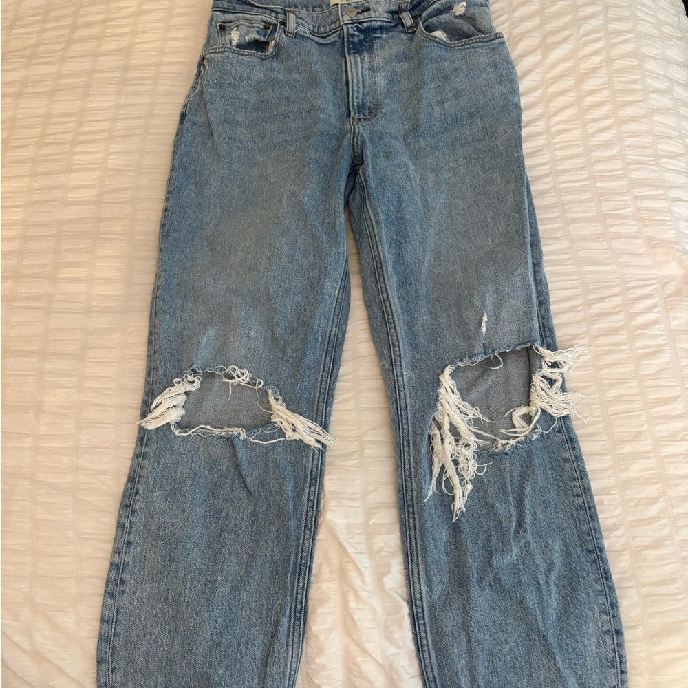 Abercrombie & Fitch High Rise Distressed Light Blue Jeans